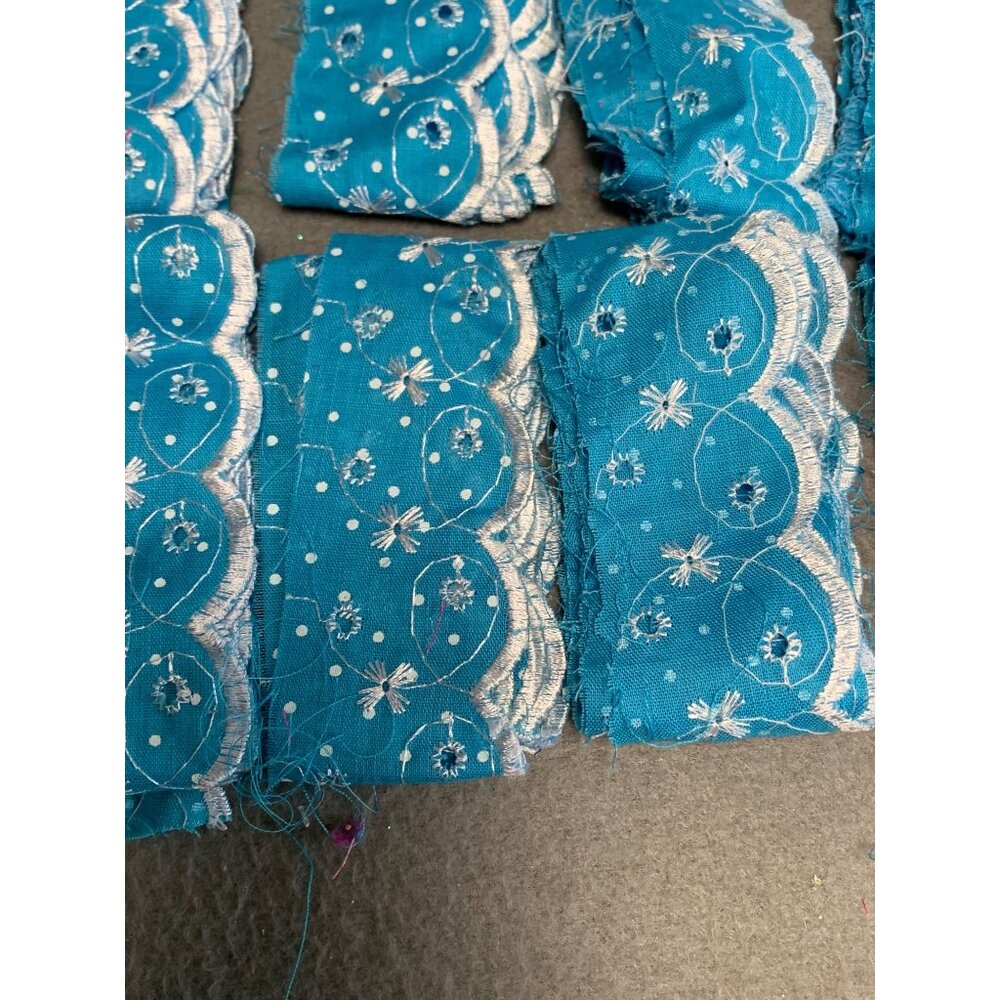 Blue & Pink Floral Eyelet Lace Trim Fabric Bundle - Picture 3 of 13